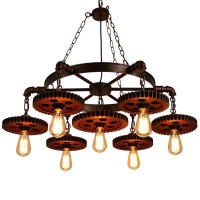 Lovefindahome Surpars House 7 Heads Rustic Chandelier Industrial Pendant Light for Restaurant Bar Coffee Room