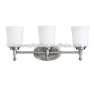 white glass 3 Light Bathroom Vanity light brushed nickel hotel wall lamp ETL  CE ROHS